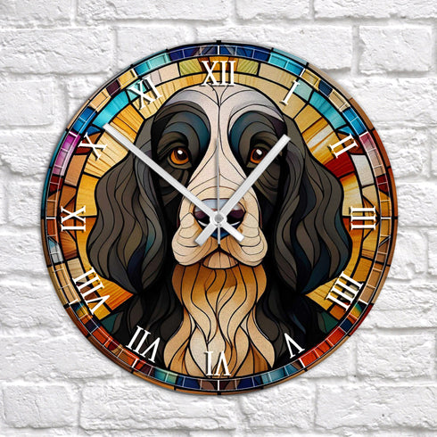 Cocker Spaniel Black & White Suncatcher Effect Clock
